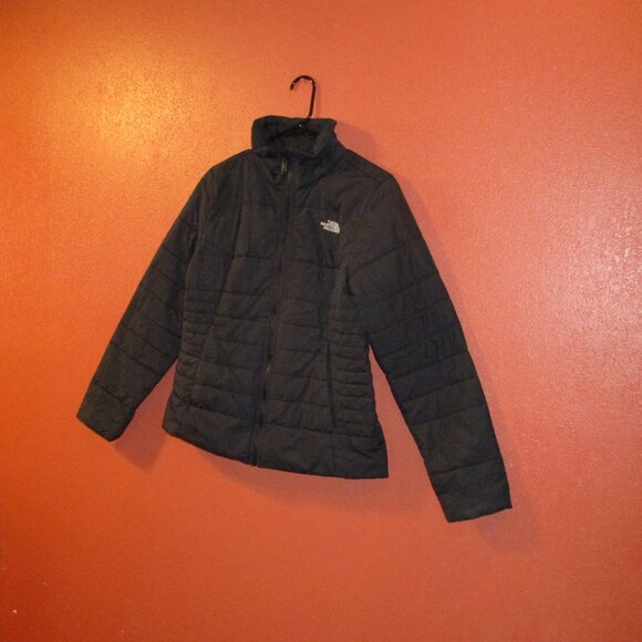 North Face Woman Medium Black White Full Zip Pockets Warm Long Sleeve Coat - Picture 3 of 8